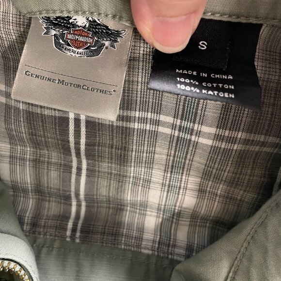 Harley Davidson Lightweight Jacket Womens Small Green‎ Full Zip Embroidered Belt - Picture 11 of 15